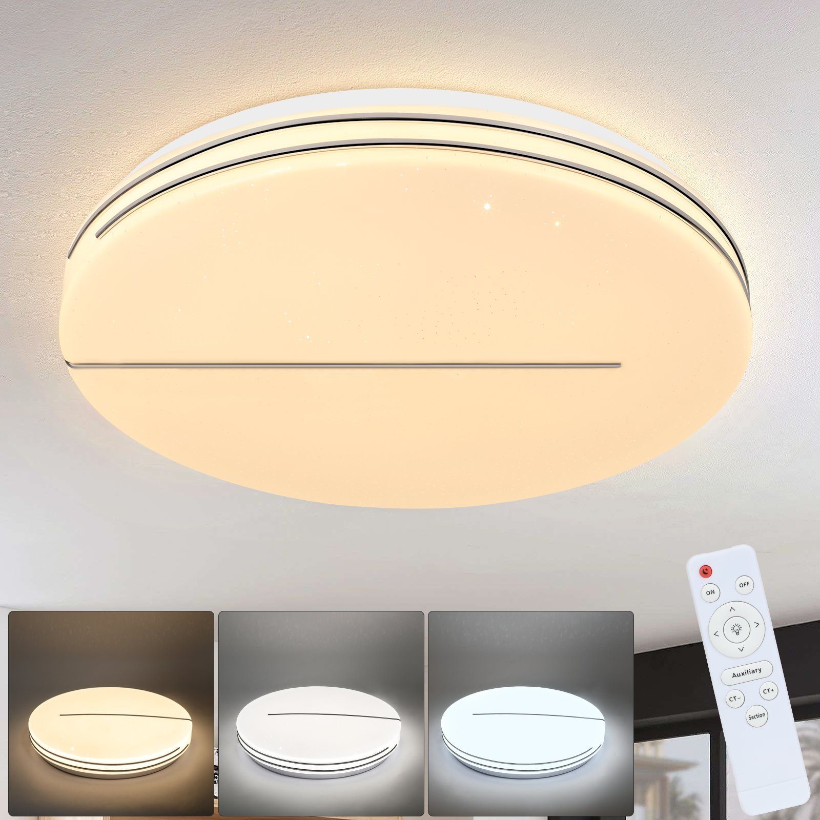 NETTLIFE moderni LED - kattovalaisin, pyöreä 44 W, tähtitaivas